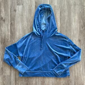 Offline by Aerie After Party Velour Cropped Hoodie Blue Size Large